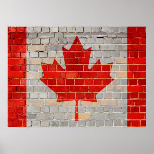 Kanada flagga på en tegelvägg poster