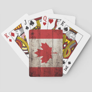 Kanada flagga på gammalt Wood korn Casinokort