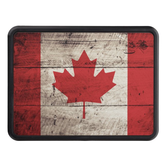 Kanada flagga på gammalt Wood korn Dragkroksskydd (Framsidan)