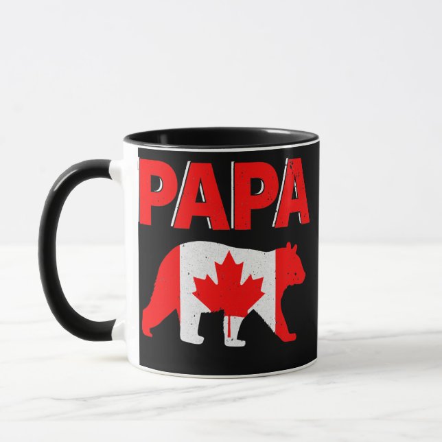 Kanada Flagga Pappa Bear Funny Canadian Pappa Far Mugg (Vänster)