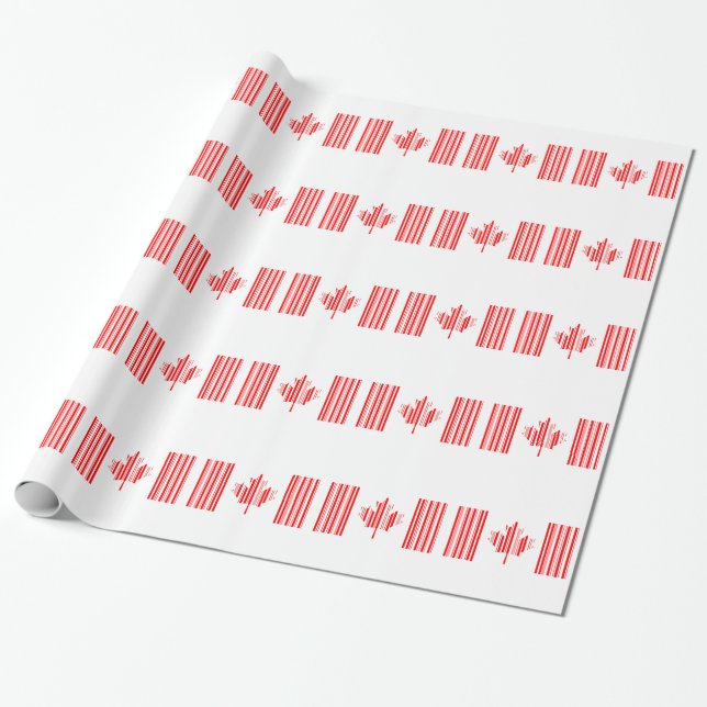 KANADA FLAGGA STreckkod Kanadensisk Streckkod Presentpapper (Utrullad)
