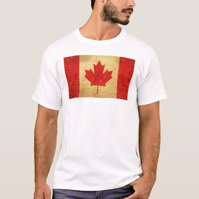 Kanada Flagga Vintage Design Manar White T Shirt (Framsida)