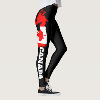 Kanada Flagga Yoga Leggings - Lönnblad Kvinnors Pr