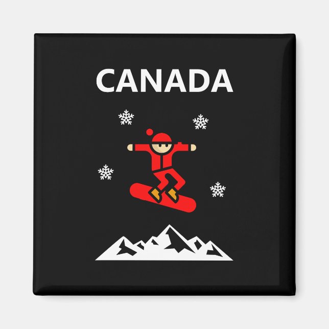 Kanada Flies Red Snowboarder Färg Magnet (Framsidan)