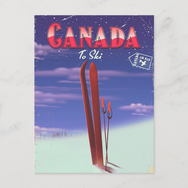 Kanada Flygpost till skid vykort illustration. (Framsida)
