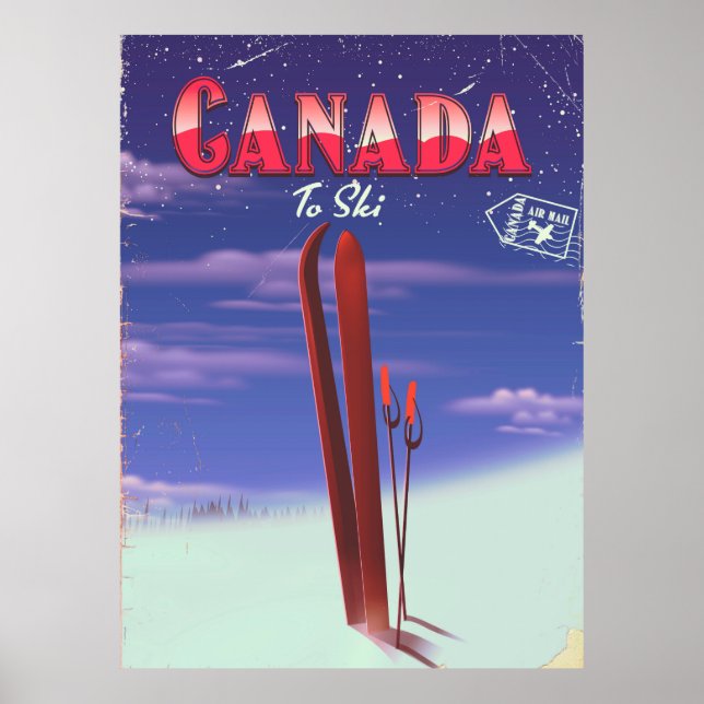 Kanada Flygpost till skid vykort illustration. Poster (Framsidan)