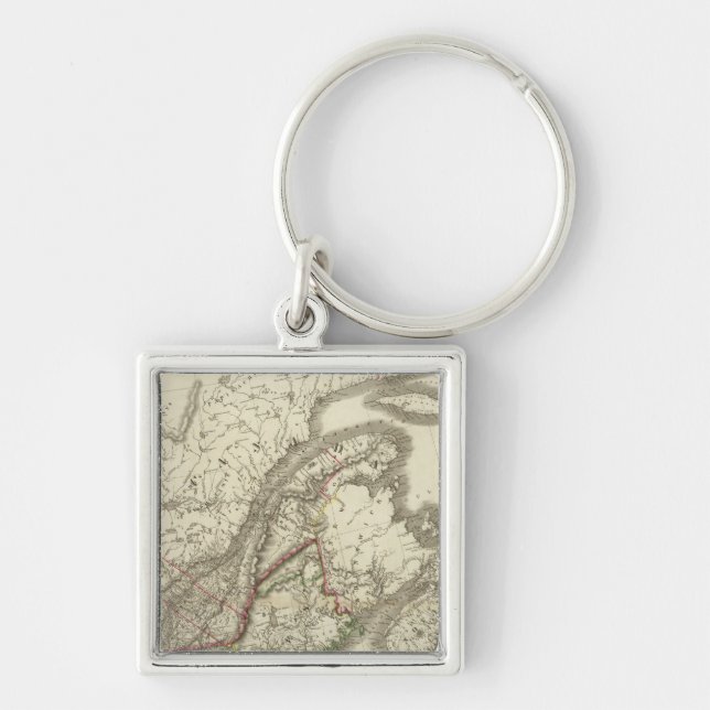 Kanada Fyrkantig Silverfärgad Nyckelring (Framsidan)