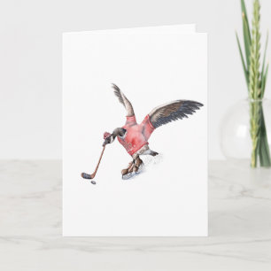 Kanada gås som leker hockey helgkort