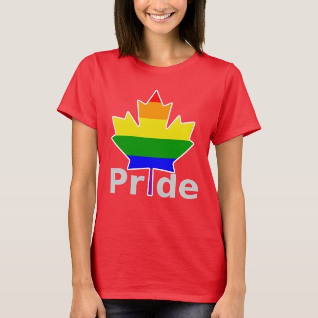Kanada Gay pride Rainbow Flagga Maple Löv T-shirt (Framsida)