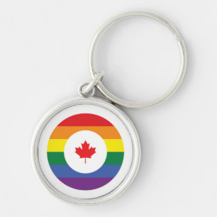 Kanada Gay pride Rund Silverfärgad Nyckelring