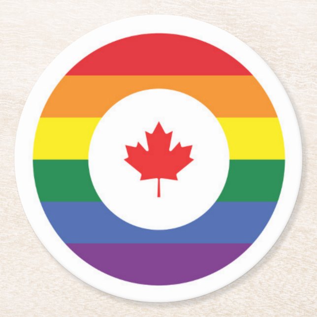 Kanada Gay pride Underlägg Papper Rund (Framsidan)