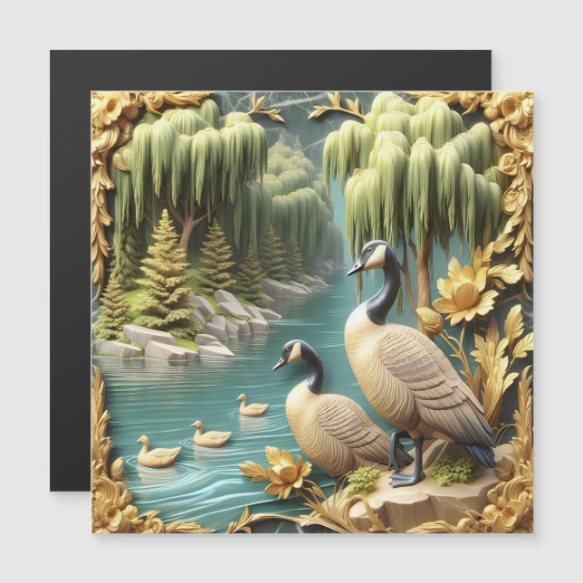 Kanada Geese Amidst the Weeping Willows (Fram/baksida)