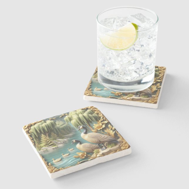 Kanada Geese Amidst the Weeping Willows Stenunderlägg (Sidan)