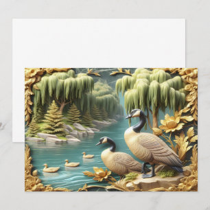 Kanada Geese Amidst the Weeping Willows Tack Kort