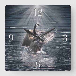 Kanada Goose Bathing i en Sjö Art Design Fyrkantig Klocka