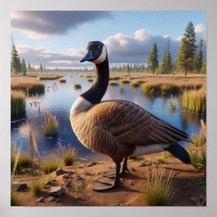 Kanada Goose i Tranquil Wetlands Poster