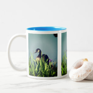 Kanada Goose Irises 1 Natur Art Två-Tonad Mugg
