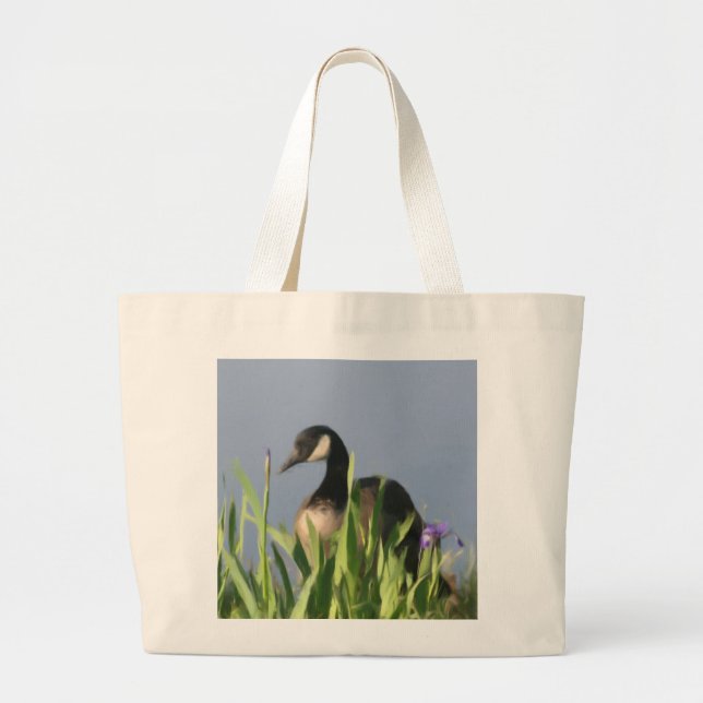 Kanada Goose Irises Animal Art Tote Bag Jumbo Tygkasse (Framsidan)