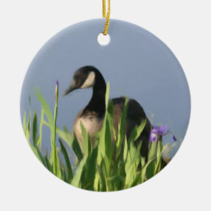 Kanada Goose Irises Animal Ornament