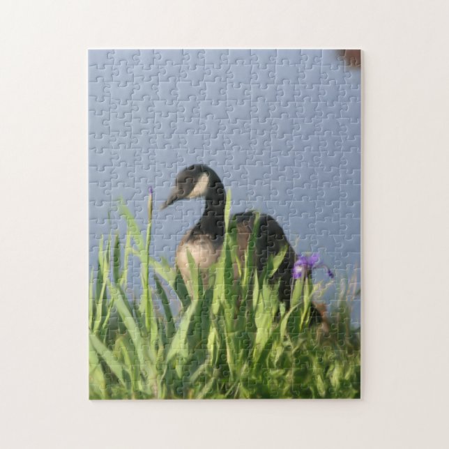 Kanada Goose Irises Nature Art Painting Pussel (Vertikal)