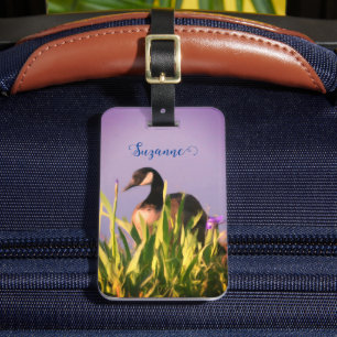 Kanada Goose Irises Nature Painting Personlig Bagagebricka