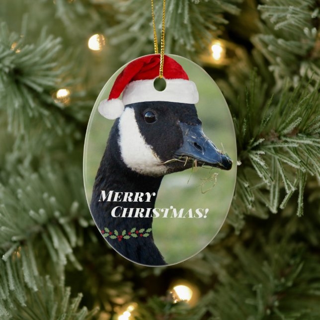 Kanada Goose Wearing Santa Hat Helgdag Julgransprydnad Keramik (Träd)