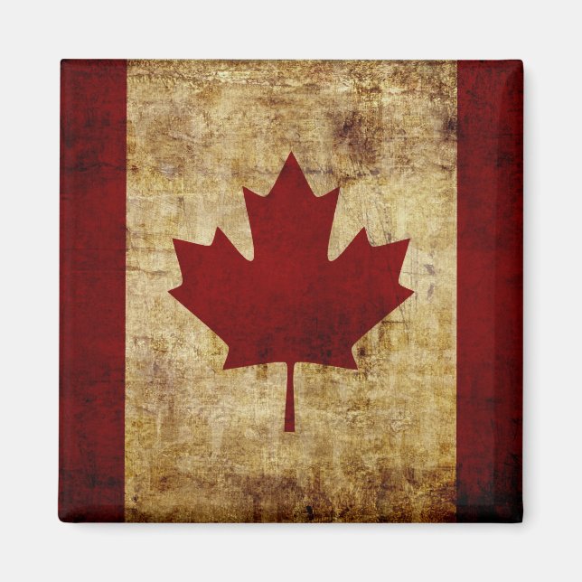 Kanada / grungad flagga magnet (Framsidan)