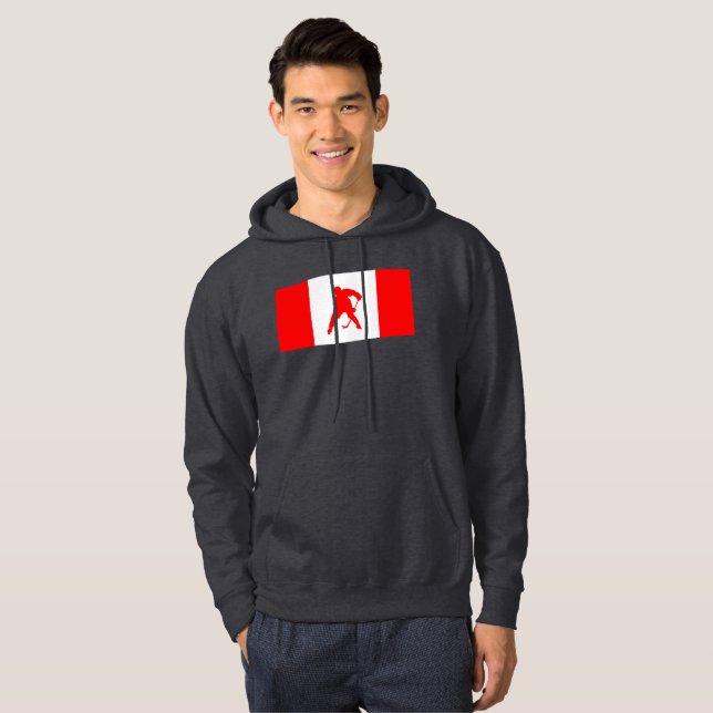 Kanada Hockey T-Shirt Hoodie (Hel framsida)