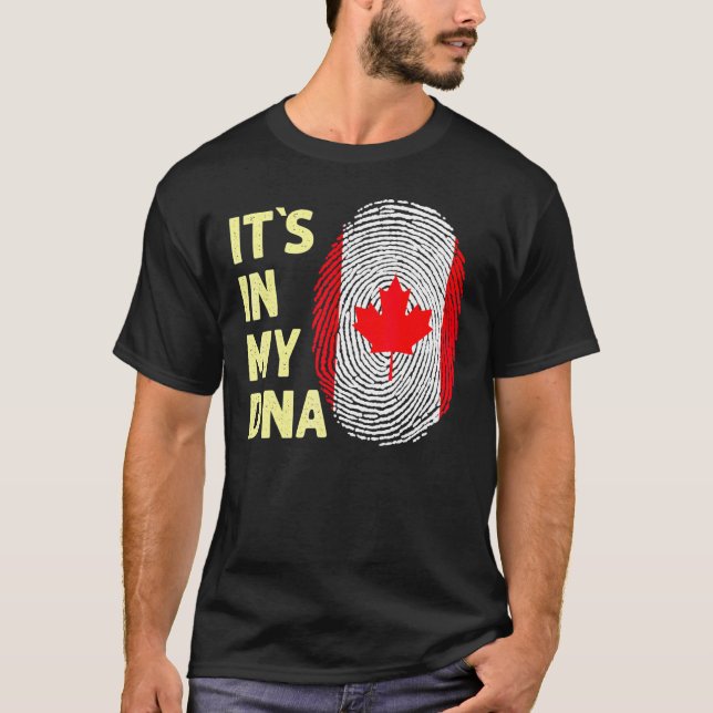 Kanada i My Dna Canadian Flagga Team Canada T Shirt (Framsida)