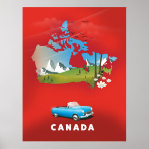 Kanada illustrerad reseinformation tryck. poster