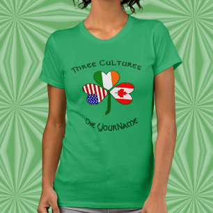 Kanada Irland USA Shamrock Flag Personlig  T Shirt