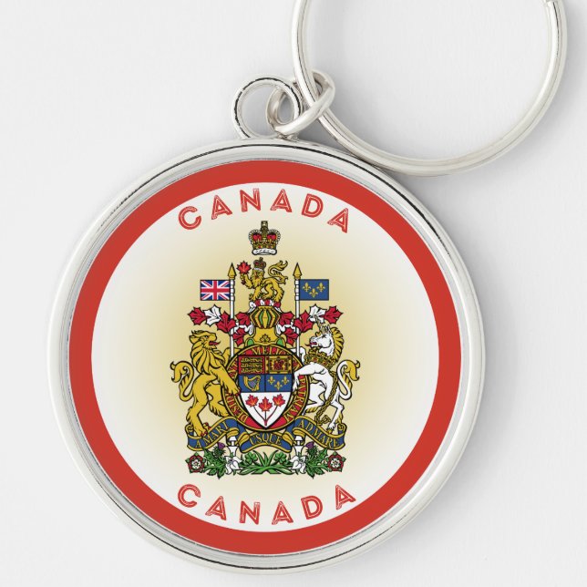 Kanada Jackar Arm Circle Shape Rund Silverfärgad Nyckelring (Framsidan)