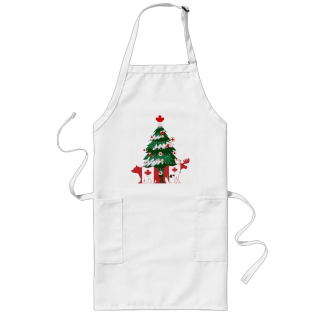 Kanada Julgran Canadian Ugly X-mas Sweater Långt Förkläde (Framsidan)