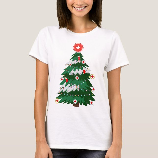 Kanada Julgran Canadian Ugly X-mas Sweater T Shirt (Framsida)