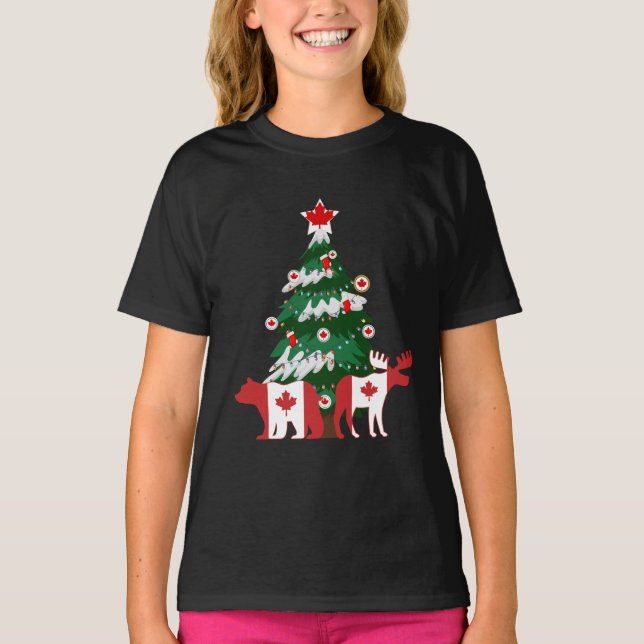 Kanada Julgran Canadian Ugly X-mas Sweater T Shirt (Framsida)