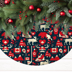 Kanada Kanada Canadian jul Winter Moose Mönster Julgransmatta Borstad Polyester