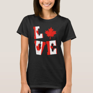 Kanada Kärlek Maple Löv Patriotic Canadian Flagga T Shirt