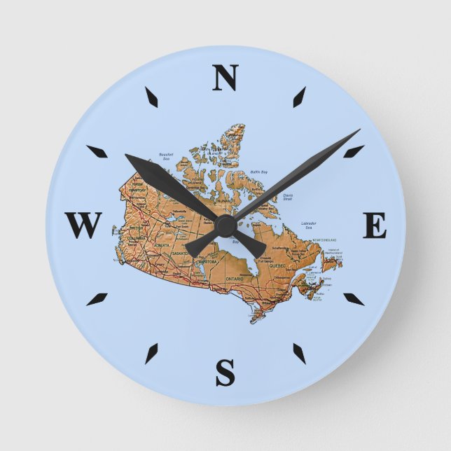 Kanada Karta Clock Rund Klocka (Framsida)