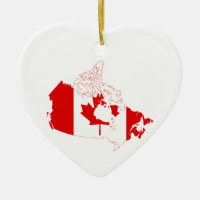 Kanada Karta med Flagga Heart Ceramic Ornament Gif