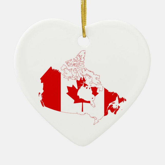 Kanada Karta med Flagga Heart Ceramic Ornament Gif (Framsidan)