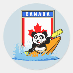 Kanada Kayaking Panda Runt Klistermärke