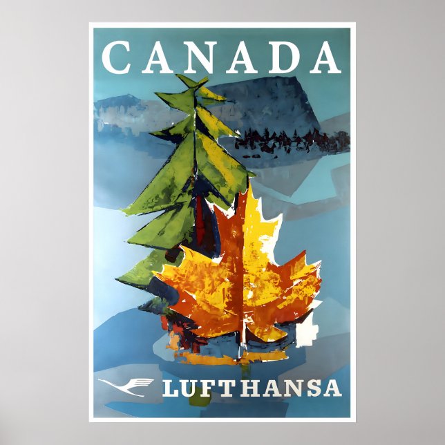 Kanada Konst Lufthansa Resa Poster Kanadensisk Try (Framsidan)