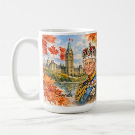 Kanada. Kung Charles |||. Drottning Elizabeth ||. Kaffemugg