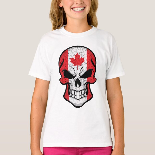 Kanada Leende Dödskalleflagga T Shirt (Framsida)