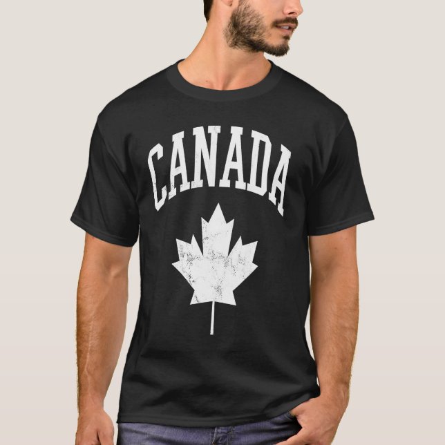 Kanada Lönnlöv Kanadensisk Distressed T Shirt (Framsida)