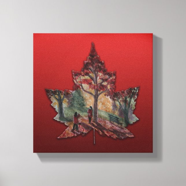 Kanada Lönnlöv Konsttryck - Canvas (Framsida)
