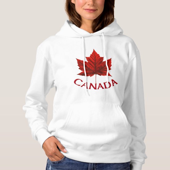 Kanada lönnlövkvinna Hooded skjorta för Hoodie Tee (Framsida)