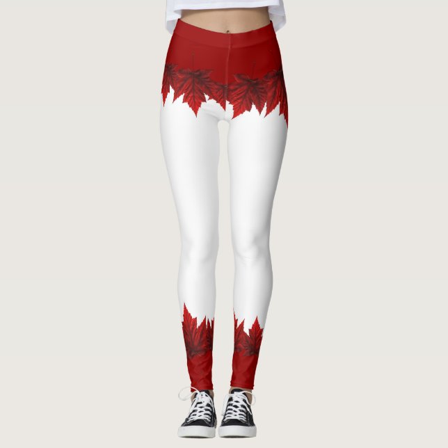 Kanada Lönnlövstrumpor Höstlövstrumpor Leggings (Framsida)
