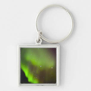 Kanada, Manitoba, Churchill. Aurora Borealis i Fyrkantig Silverfärgad Nyckelring