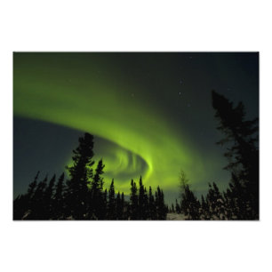 Kanada, Manitoba. Vy över norrsken och Fototryck